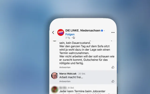 Der Seevetaler Kommunalpolitiker Marco Walczak (CDU) kommentierte unter einen Beitrag der Partei Die Linke auf facebook. Fotomontage seevetal-aktuel.de