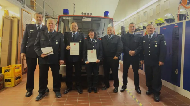 Ruhiges Jahr für die Feuerwehr Hörsten: Elf Einsätze in 2025 und Ehrungen für langjährige Mitglieder bei der Jahreshauptversammlung. Foto: Lukas Holthaus